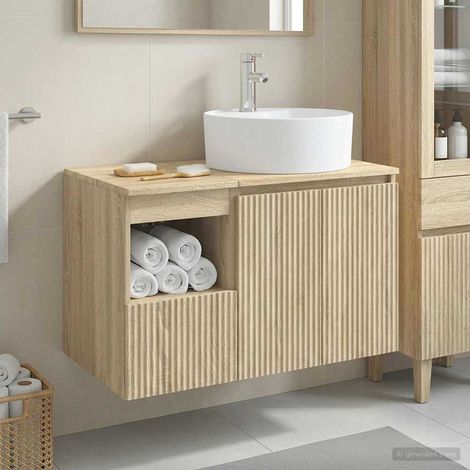 vidaXL Bathroom Furniture Set 2 pcs Sonoma Oak Engineered Wood (1/5)