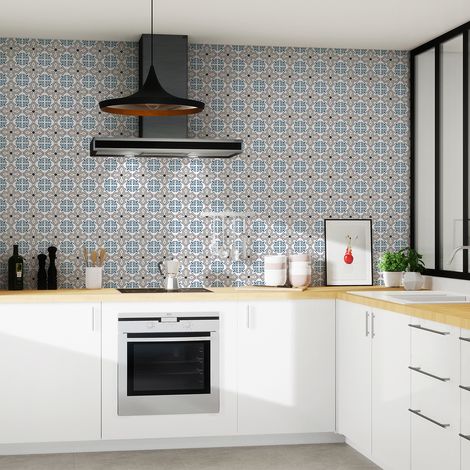 Sticker Mural Carrelage adhésif Cuisine Salle de Bain - 60 STICKERS CARRELAGES AZULEJOS CLAUDIUS - 60stickers10x10cm (1/5)