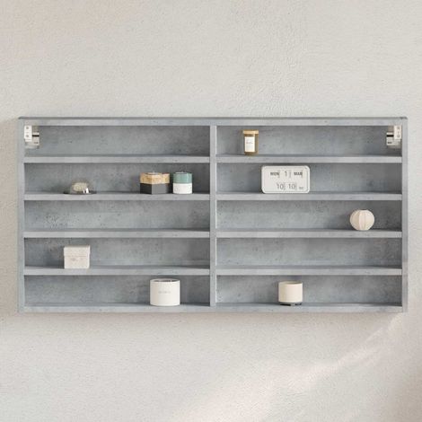 Vitrinenschrank Betongrau 100x8,5x50 cm Holzwerkstoff vidaXL (1/5)