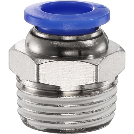 Push Fitting for Connection 10mm Tube OD x 1/2" NPT Male Thread Straight Connector for Copper Air Hose for Industrial Air System PC10-N04, Blue (1/5)