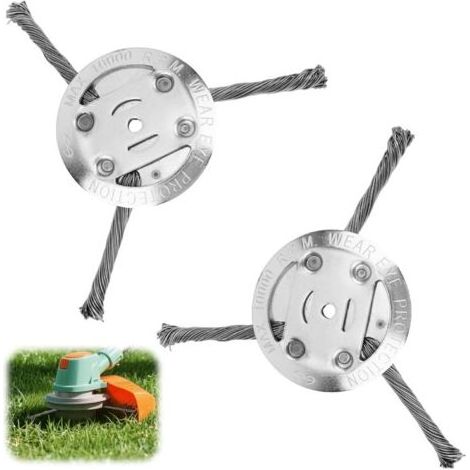 Lot de 2 têtes de coupe en acier pour débroussailleuse, tête de brosse métallique incassable de 15 cm, facile à utiliser, pour tondeuse à gazon et outils de jardin (3 lames). (1/5)