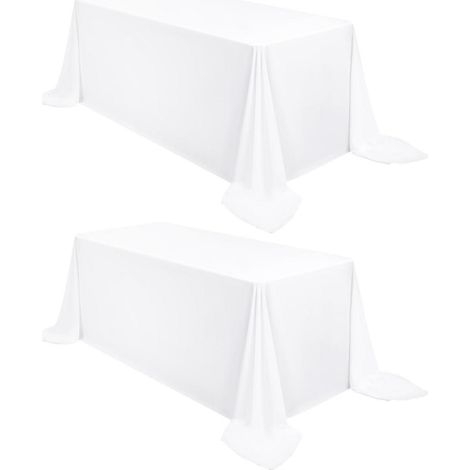 2er Set Tischdecken Weiß 229x335 cm Rechteckig Polyester Pflegeleicht