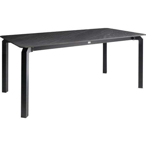 Gartentisch FELETTO 180 cm 90 cm Stein Schwarzer Marmor