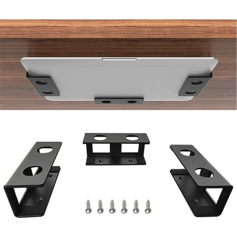 Support pour ordinateur portable, rangement sous bureau, plateau métallique créatif, rangement invisible, vente directe d'usine - Noir (1/5)