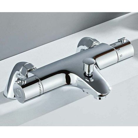 Grifo termostático para bañera, grifo termostático para bañera, shower mixer with temperature control, latón, acabado cromado, para mount en bañera (1/4)