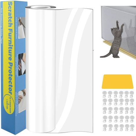 1 Rouleau Film Protection Anti-Griffe Chat, Transparent 30x500cm, Pour Canapé Meuble Porte Mur