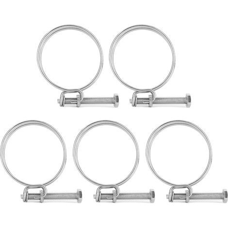 Lot de 5 colliers de serrage à double fil, réglables, en acier inoxydable, pour tubes de 50 à 60 mm, à usage industriel et domestique (1/5)