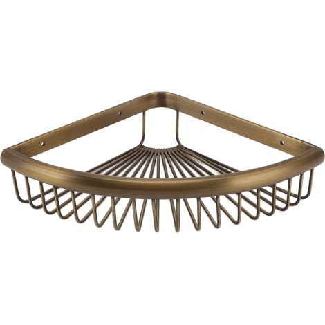 Étagère d'angle de douche vintage en laiton, étagère triangulaire de rangement, organisateur de salle de bain