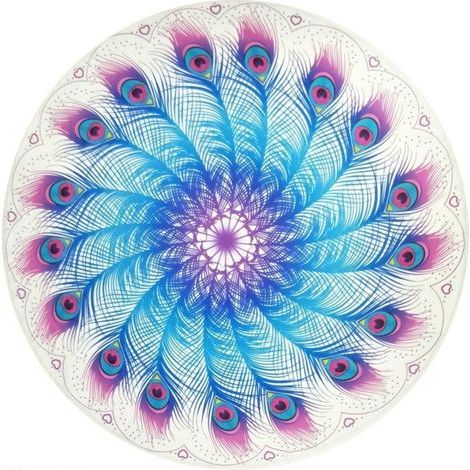 Rundes Strandtuch, Wandteppich, Tischdecke, Strandtuch aus Mikrofaser mit Pfauenmuster, runde Yogamatte/Schal (1/5)