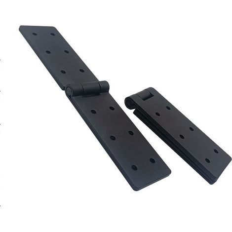 Lot de 2 charnières pliantes - Métal noir - Pour porte bois, portes de jardin, meubles et boîtes à outils (1/5)