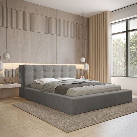 Polsterbett Doppelbett ANTONIO 180x200cm in Stoff Ditra Grau (1/5)