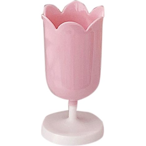 Porte-stylo en Forme de Tulipe Vintage - Grande Capacité pour Bureau, Salle d'Étude ou Maison - Accessoire Photo Créatif Rose (1/5)