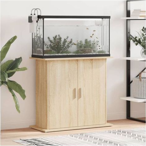 Support pour aquarium, couleur chêne Sonoma, 81x36x73 cm, bois d'ingénierie. (1/4)