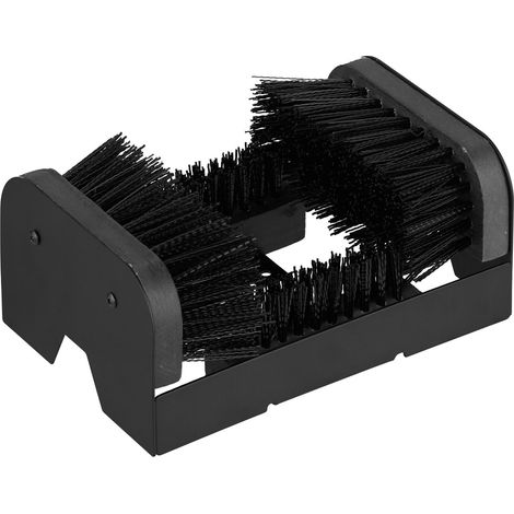 Relaxdays shoe scraper with round brushes, outdoor boot brush, sturdy bristles, floor mounting, black