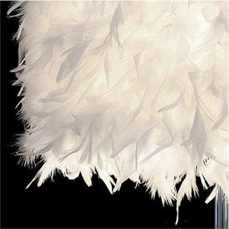 Lampe De Bureau - Abat-jour En Plumes De Canard - Base En Métal Poli - E27 - 3000 À 4000 K - Hauteur 45 Cm - 1 Pièce (1/2)