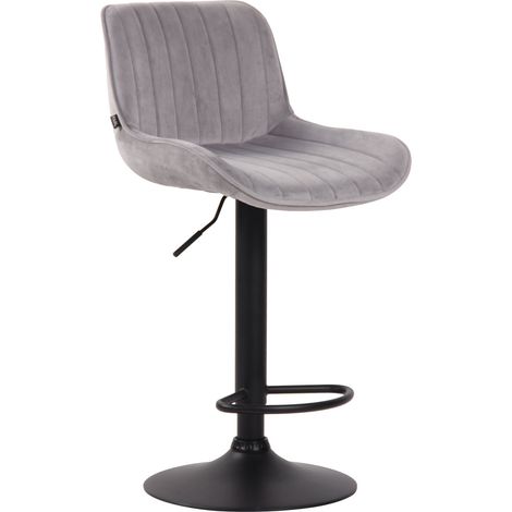 Sgabello da bar seggiolone x1 in velluto grigio cuciture verticali supporto in metallo nero 100005113