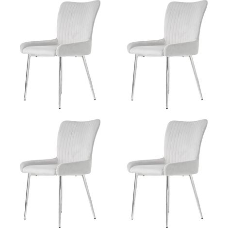 Set di 4 sedie da pranzo in velluto grigio con gambe metalliche argentate (1/5)