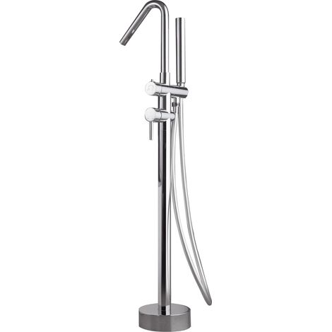 IMEX Miscelatore vasca-doccia a pavimento in acciaio e ottone cromato con cartuccia ceramica Ø35mm tubo flessibile in PVC comando a una posizione e scatola di registrazione mod Imex-BBECO1 (1/3)