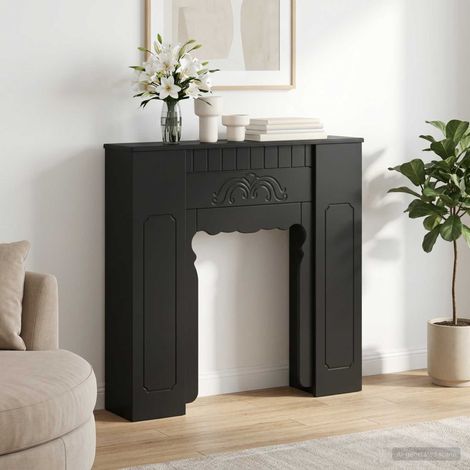vidaXL Cornice per camino Nero 93 x 20 x 89 cm Legno ingegnerizzato