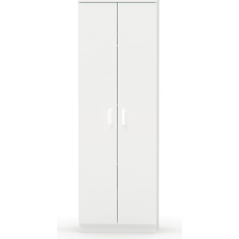 Pegane – Armoire de rangement blanc 180 cm – 60 cm de long x 35 cm de profondeur – Panneaux de particules haute densité – 2 portes et étagères réglables