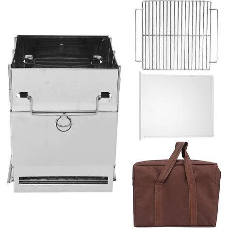 Poêle à bois pliable en acier inoxydable pour camping d’hiver, chasse et cuisine, portable et léger, avec foyer extérieur à bois, modèle repliable pour aventures en plein air (1/5)