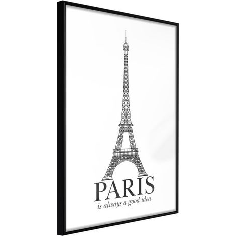 Affiche Murale Encadrée "Eiffel Tower" 40 x 60 cm Noir
