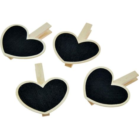 Clips en forma de corazón con placa, 4 unidades