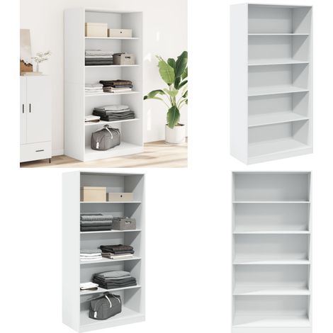 Garde-robe Blanc 100x50x200 cm Bois d'ingénierie - Armoire Blanche - Placard Blanc - Dressing Blanc - Meuble Rangement - Commode - Home & Living (1/5)