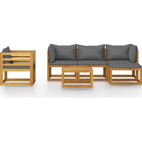 Mobili da giardino mobili da esterno Set di mobili da 6 pezzi con cuscino in legno massello di acacia 020016620