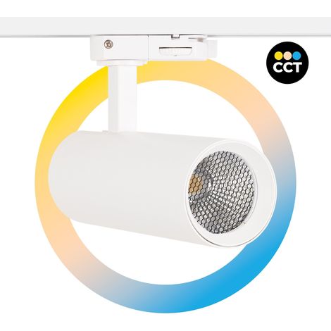 Projecteur LED pour rail triphasé 15W - CCT - CRI90 - 1350 lm - Blanc