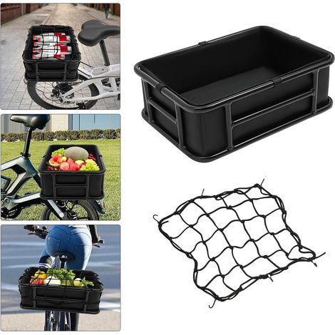 Panier à vélo pour porte-bagages en acier, fixation arrière, noir, 45,6 x 32 x 15 cm (1/5)