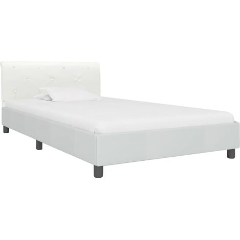 Maison Exclusive - Cadre de lit Blanc Similicuir 100 x 200 cm (1/5)
