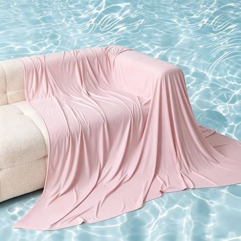 Couverture rafraîchissante - 200 x 147 cm - Couverture auto-rafraîchissante, idéale pour dormir, au lit, sur le canapé et en voyage. - Rose (1/5)