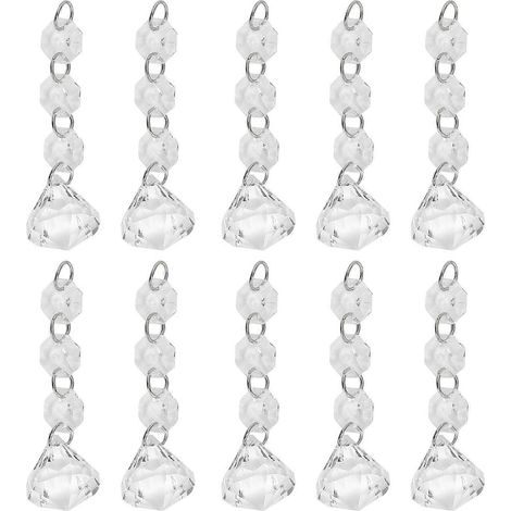 Lot de 10 pendentifs en acrylique à effet diamant, accessoires de décoration pour lustres suspendus (1/4)
