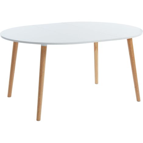 Table de séjour, laqué Blanc, L120-160cm (1/5)
