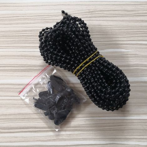 Fermeture éclair noire à micro-perles de 40 mètres + boucle à 10 perles + chaîne en plastique pour store vénitien vertical (1/5)
