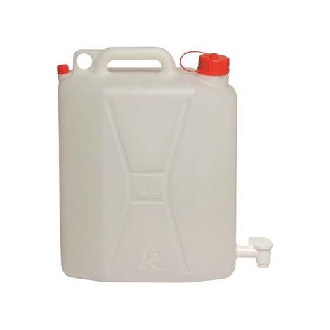 Ribimex – Jerrican alimentaire 20L avec robinet – Plastique alimentaire semi-transparent – Écoulement contrôlé – Bouchon de dépression (1/2)