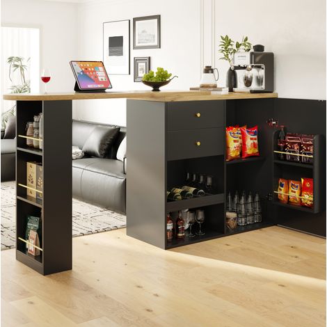 Schrank Aufbewahrung Drehbar 105x39x102 MDF Schwarz OKMYHOME (1/5)