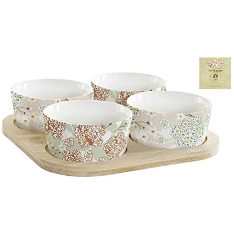 Vorläufiges Set dekorierte Vorspeise flor 4 Schalen 20x20 cm (1/2)