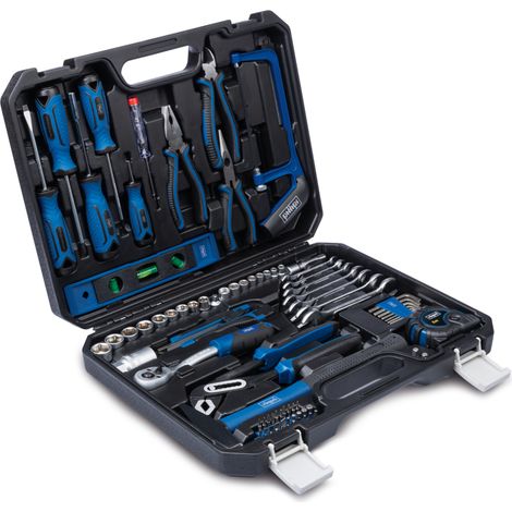 Scheppach Coffret multi outils WZK120 – Mallette à outils – Coffret à outils – 97 outils – Outils en acier chrome vanadium – Tournevis, douilles, pinces, clés