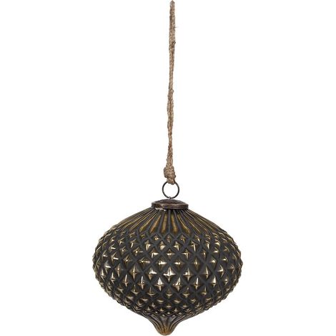 Boule de Noël en Verre Noir Décoration Suspendue pour Sapin de Noël - Ø 10 x 13 cm - PANGIVO