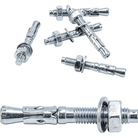 Lot de 20 boulons d'ancrage M8 - Ancrage à béton - Pour charges lourdes - M8 x 60 mm - Boulons d'ancrage pour balustrade, béton, fenêtre, pierre, machines, poutres, vis d'ancrage, écrous (1/5)