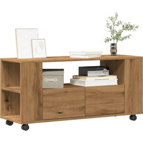 TV-Schrank mit Rollen Artisan-Eiche 102x34,5x43cm Holzwerkstoff vidaXL