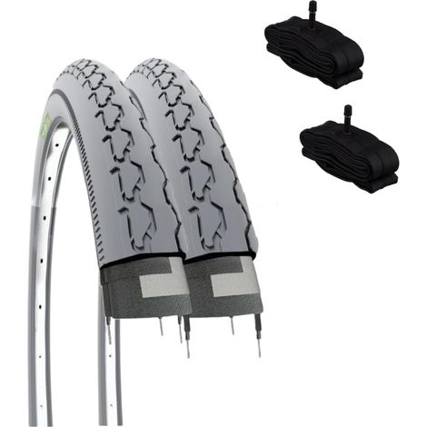 2 COPERTONI 24 X 1 3/8 (37-540) + CAMERE D'ARIA AMERICA PNEUMATICI GRIGI (1/5)