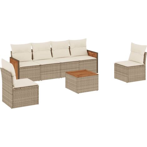 Maison Exclusive - 7-tlg. Garten-Sofagarnitur mit Kissen Beige Po (1/5)