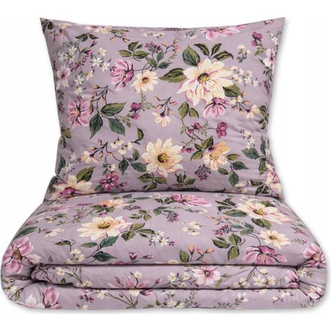 Bettwäsche-Set 160x200 100% dicke Baumwolle 3-teilig Polierte Premium-Blumen