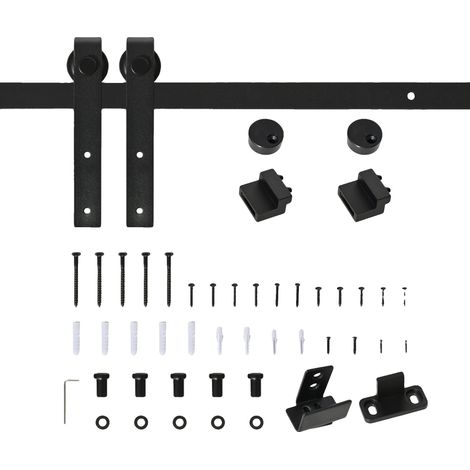 Quincaillerie de porte coulissante, rails en acier au carbone, fonctionnement fluide, Noir (1/2)