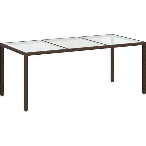 Maison Exclusive - Tavolo Giardino Marrone 190x90x75cm Vetro Temperato Polyrattan