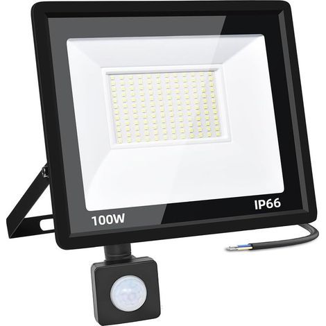100w Projecteur Led Detecteur De Mouvement, 6500k Spot Led 10000lm Super Lumineux À Exterieur, Lumineux De Sécurité Etanche Ip66 Blanc Froid Pour Eclairage Public Garage (1/5)