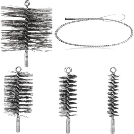 5 Pièces Herisson de Ramonage 150mm 80mm 50mm 30mm, Kit Ramonage Poele Pellet, Métallique Goupillon, Brosse pour Tuyau de Poêle Nettoyage, Brosses de Ramonage Cheminée en Fil d'Acier Robuste (1/5)